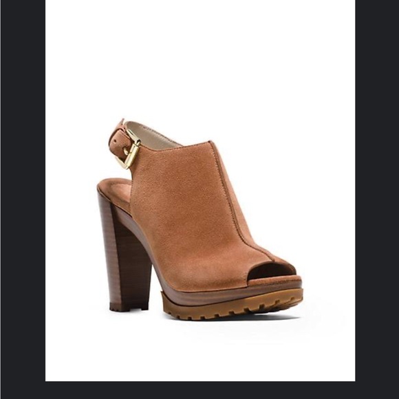 Michael Kors Flynn open back suede clog with  Block Heels - Picture 1 of 9